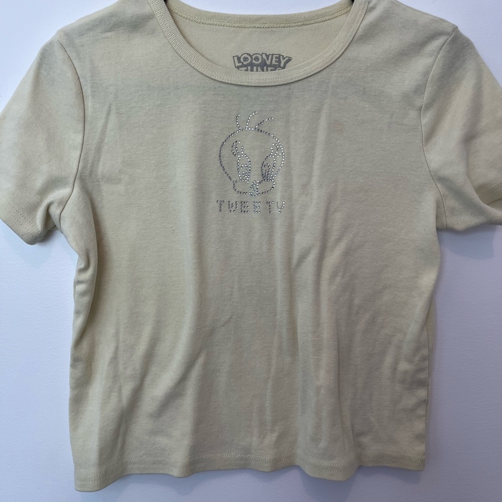 Tweety bird embellished crop top